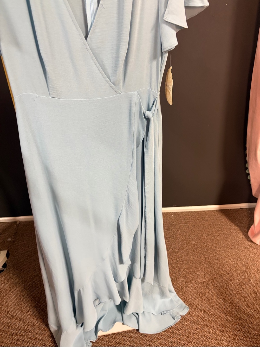 Altar'd State Pale Blue Wrap Maxi Dress with Flutter Sleeves - Picture 7 of 7